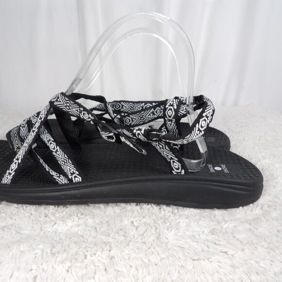 Shade & Shore Womens Ada Black White Textile Comfortable Strappy Sandals Size 11 - Picture 5 of 9